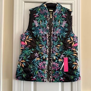 NWT Lilly Pulitzer Deanne Reversible Vest in Onyx Paradise Glow Engineered XL